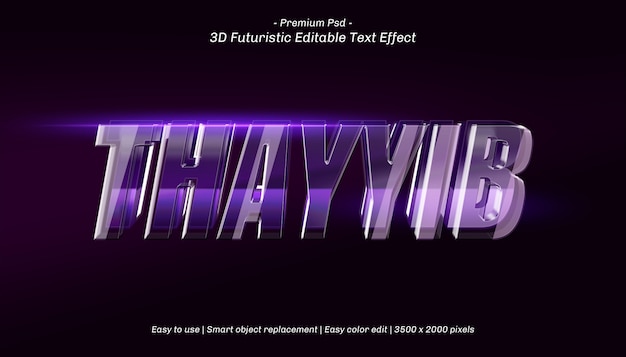 Efecto de texto editable 3D Thayib