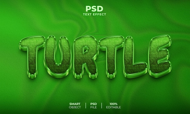 Efecto de texto editable 3D de tortuga