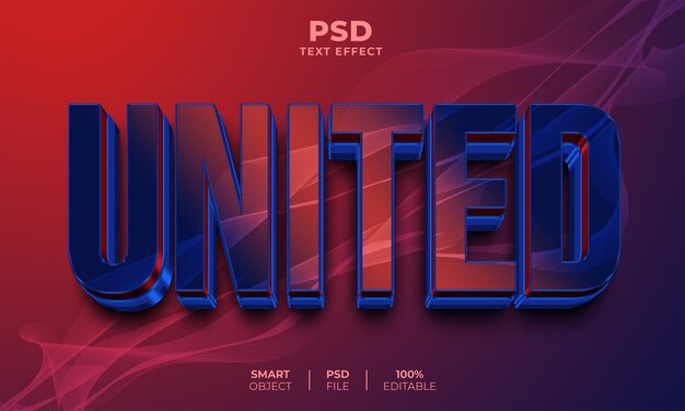 Efecto de texto editable 3D unido