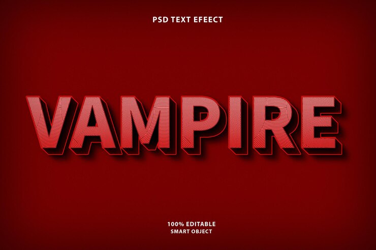 PSD efecto de texto editable 3d de vampiro psd gratuito