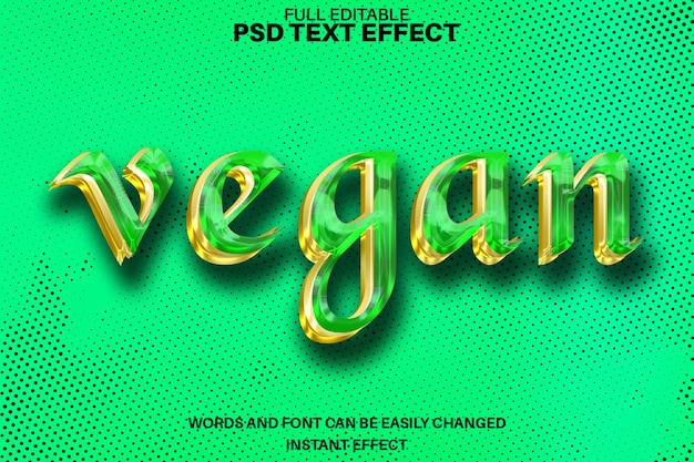 Efecto de texto editable 3d vegano