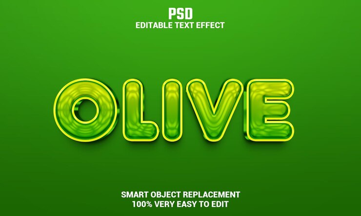 PSD efecto de texto editable 3d verde oliva con fondo psd premium