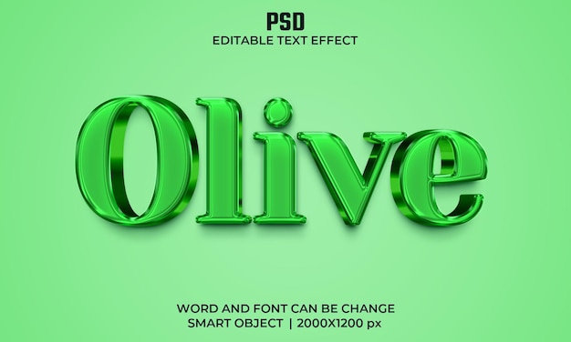 PSD efecto de texto editable 3d verde oliva psd premium con fondo