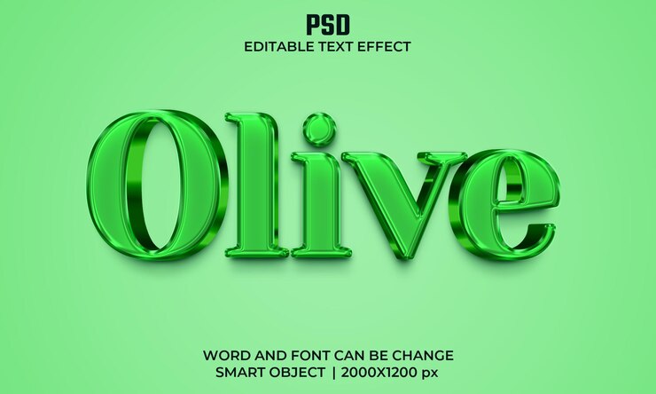 PSD efecto de texto editable 3d verde oliva psd premium con fondo