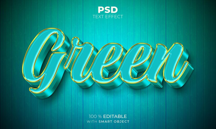 PSD efecto de texto editable 3d verde