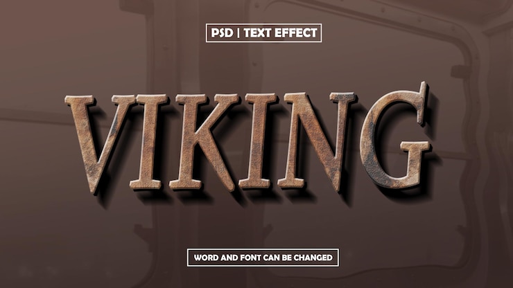 PSD efecto de texto editable en 3d de viking