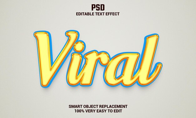 Efecto de texto editable 3d viral con fondo PSD Premium