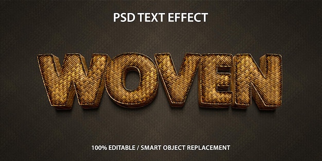 PSD efecto de texto editable 3d woven premium