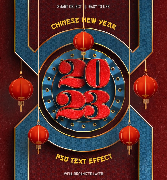 PSD efecto de texto editable de año nuevo chino