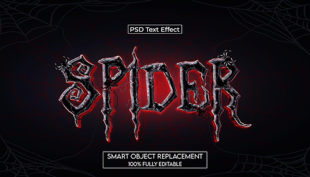 PSD efecto de texto editable de araña 3d