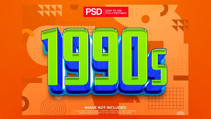 PSD efecto de texto editable del arte pop de los 90