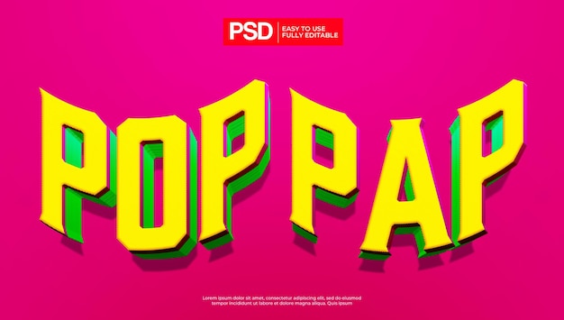 PSD efecto de texto editable del arte pop de los 90