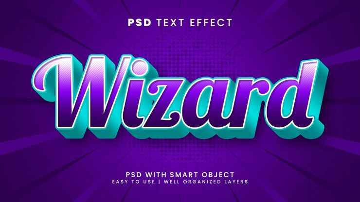 PSD efecto de texto editable del asistente con estilo de texto mágico