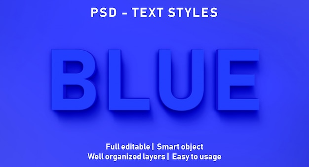 PSD efecto de texto editable azul