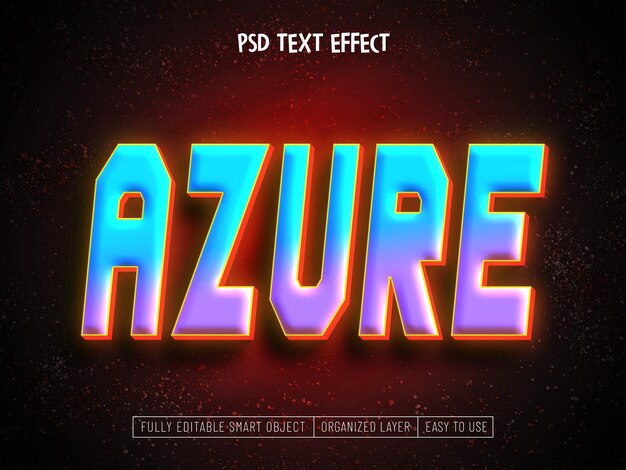 Efecto de texto editable Azure Neon 3d