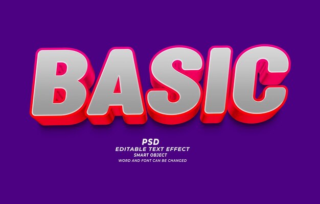 Efecto de texto editable básico PSD 3D
