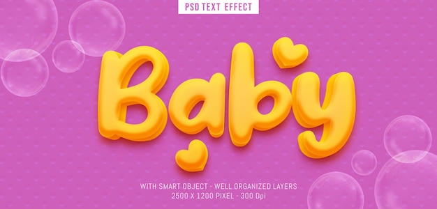 PSD efecto de texto editable bebé estilo 3d