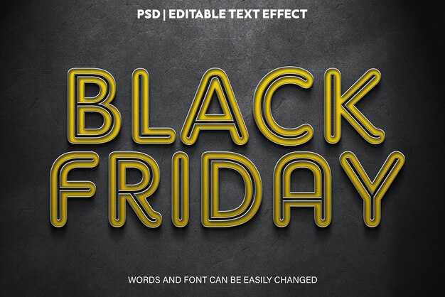 Efecto de texto editable black friday