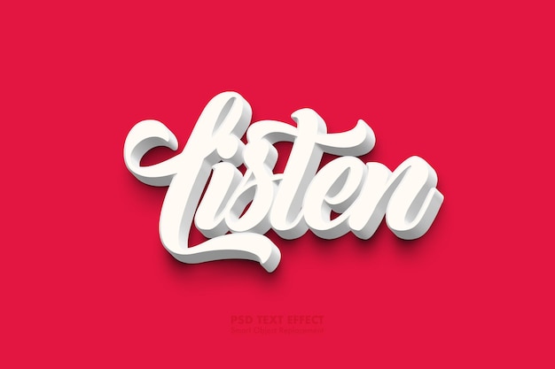Efecto de texto editable blanco 3D