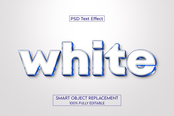 PSD efecto de texto editable en blanco 3d