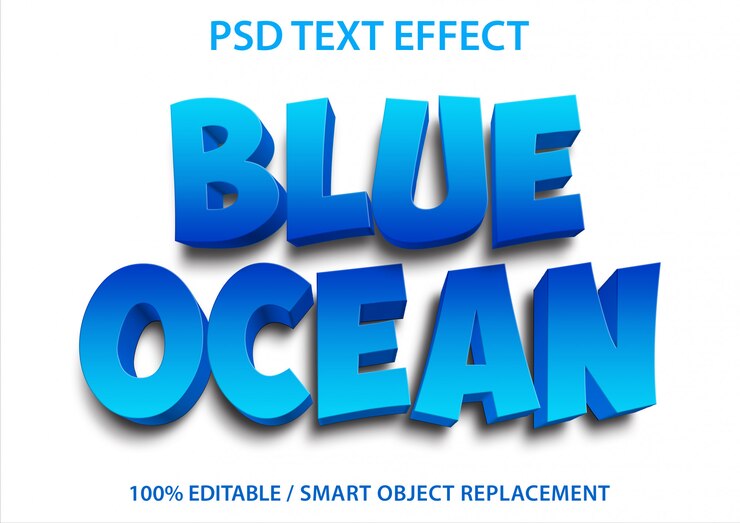 Efecto de texto editable Blue Ocean