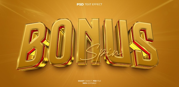 PSD efecto de texto editable bonus spin 3d