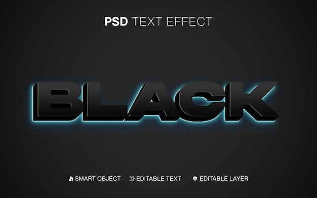 PSD efecto de texto editable con brillo negro
