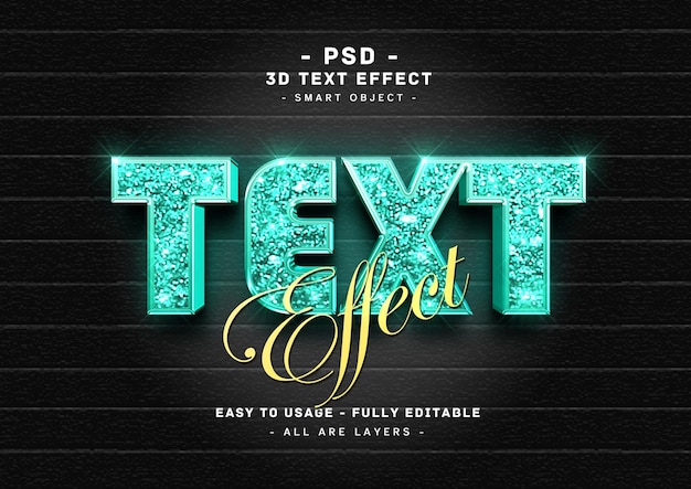 Efecto de texto editable con brillo tosca 3d