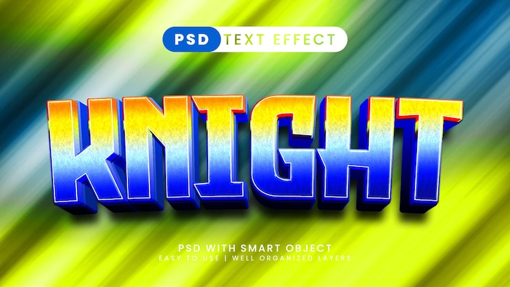 PSD efecto de texto editable caballero guerrero 3d y estilo de fuente de juego