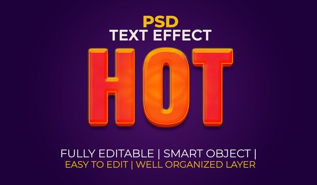 PSD efecto de texto editable en caliente