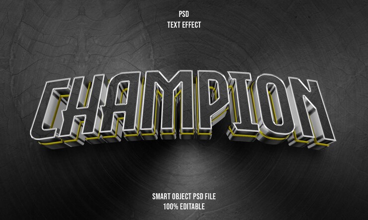 PSD efecto de texto editable campeón 3d
