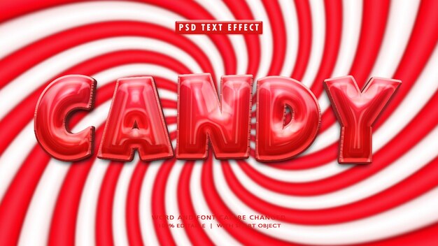 Efecto de texto editable caramelo 3d