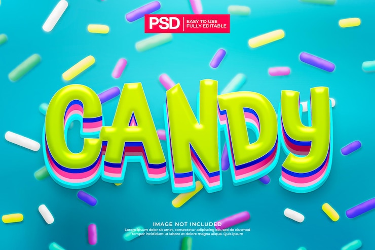PSD efecto de texto editable caramelo 3d