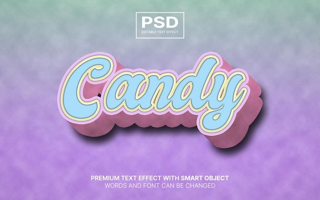 PSD efecto de texto editable de caramelo 3d