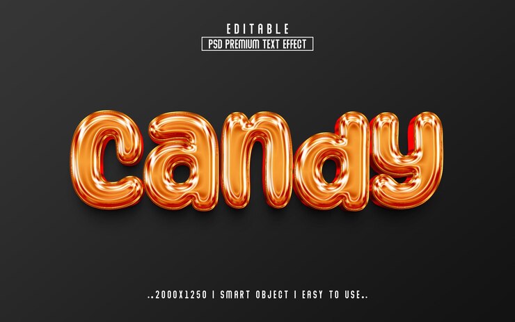 PSD efecto de texto editable caramelo 3d