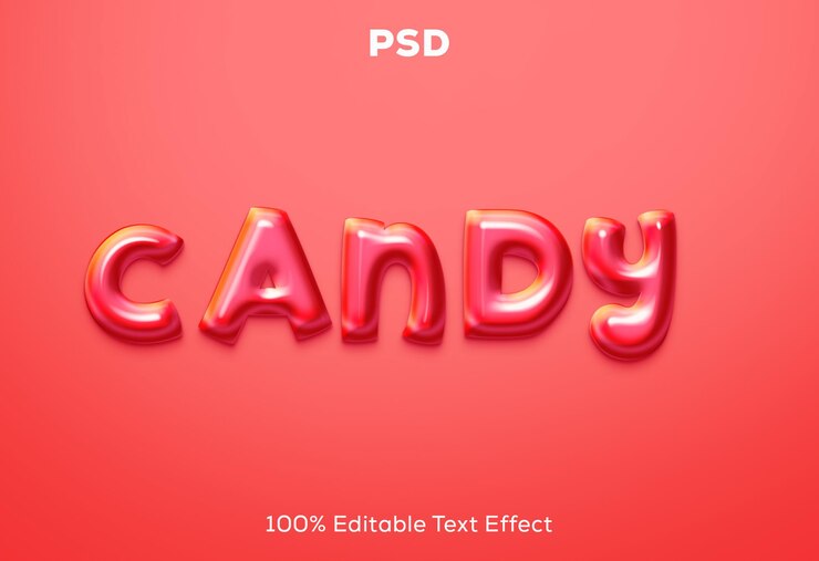 PSD efecto de texto editable caramelo 3d