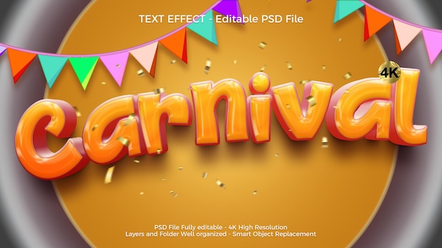 Efecto de texto editable para el carnaval