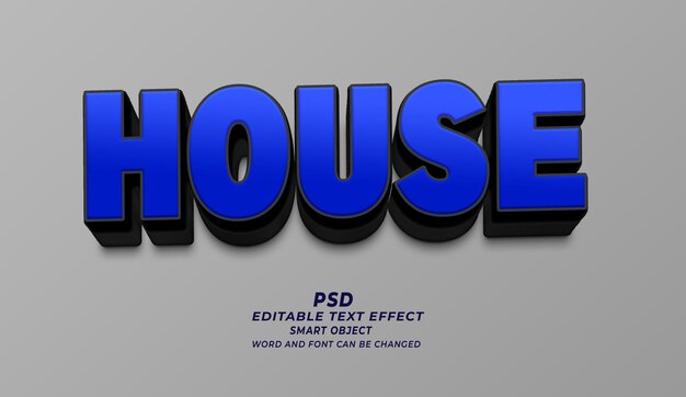 Efecto de texto editable de la casa PSD 3D