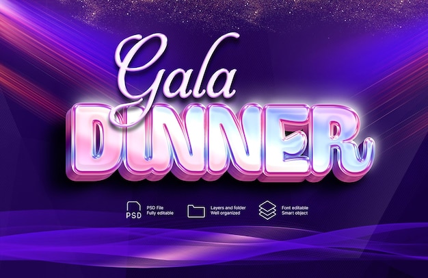 Efecto de texto editable para la cena de gala