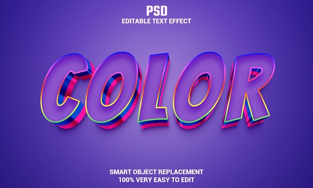 Efecto de texto editable en color 3d con fondo psd premium