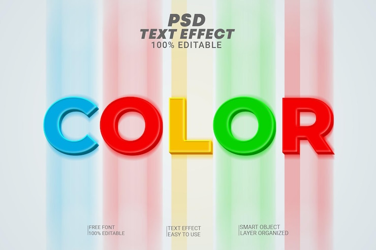 PSD efecto de texto editable en color de estilo 3d