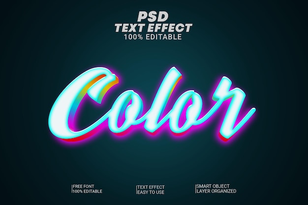 PSD efecto de texto editable en color de estilo 3d