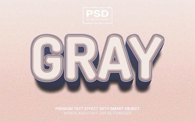 PSD efecto de texto editable en color gris 3d