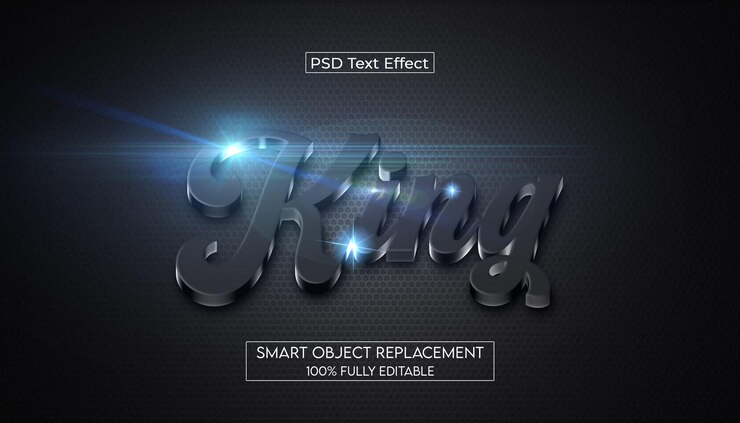 PSD efecto de texto editable de color negro 3d king