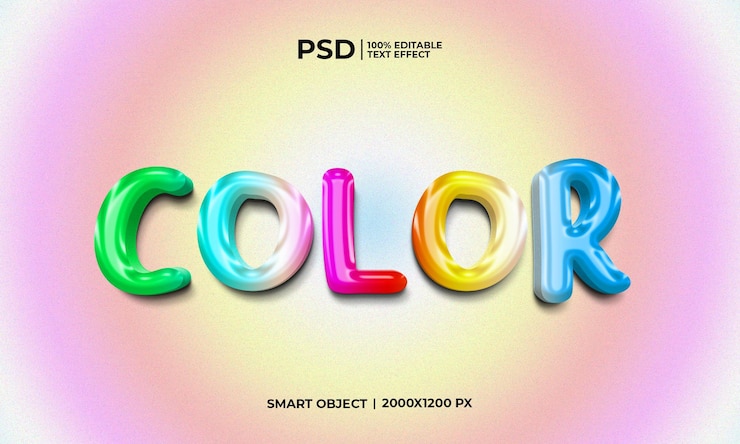 PSD efecto de texto editable en color