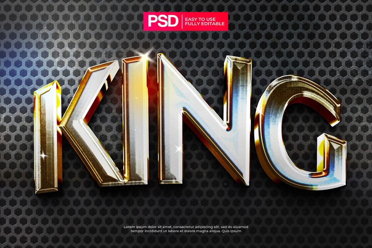 PSD efecto de texto editable de cromo metálico 3d