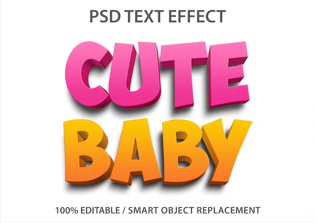 PSD efecto de texto editable cute baby