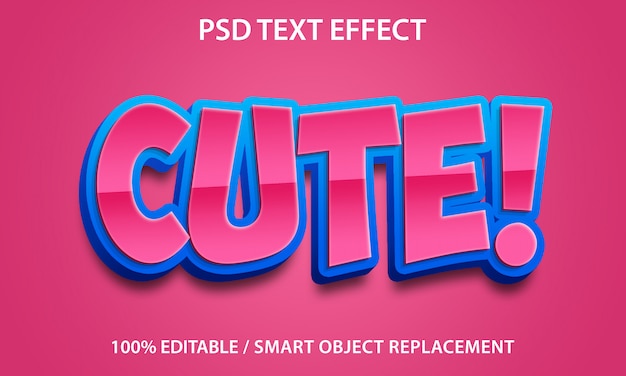 PSD efecto de texto editable cute premium