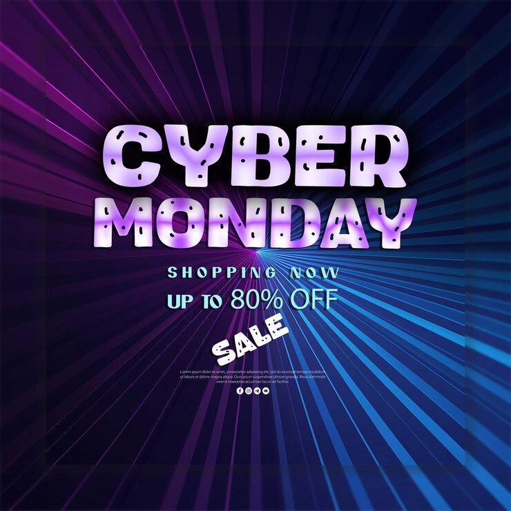 PSD efecto de texto editable de cyber monday con fondo de diseño de cartel multicolor