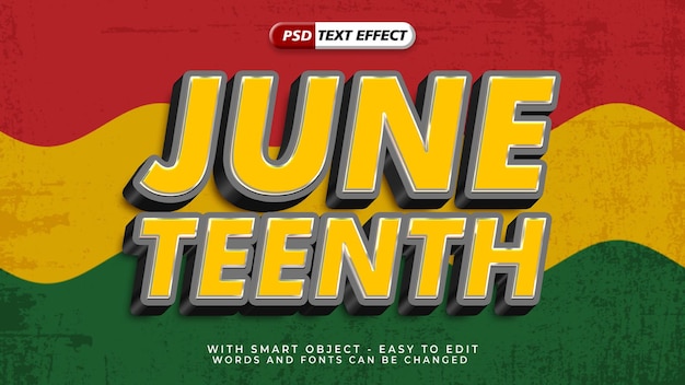 Efecto de texto editable del décimo de junio